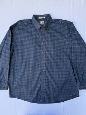 L.L. Bean Blue Plaid Button-Down Shirt - 100% Cotton XL